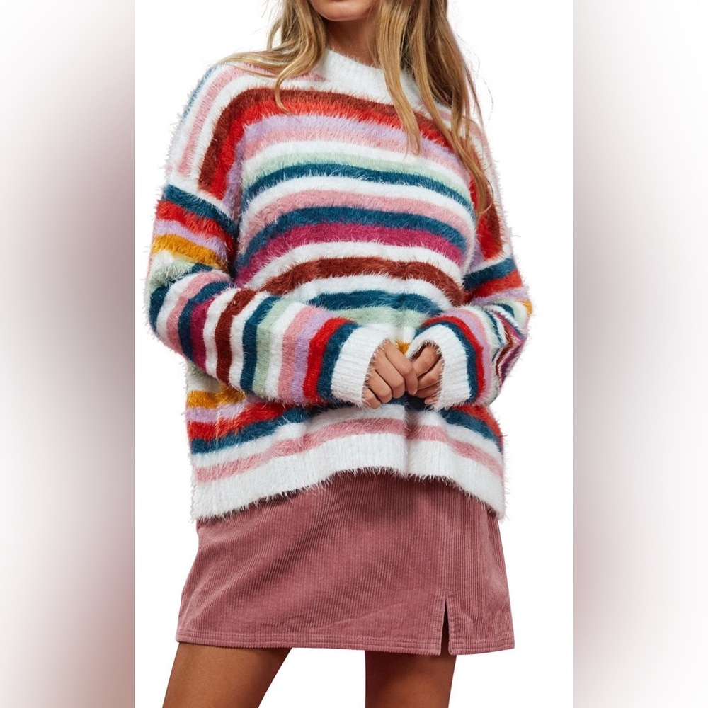 MINKPINK Bon Bon Knit Fuzzy Cowlneck Sweater L NWT